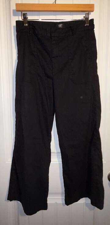 KUT from the Kloth Pants - KUT from the Kloth Black Linen Blend Wide Leg Utility Pants Style KB44801